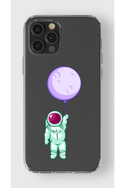 moonset Iphone 12 Pro Max Uyumlu Astronot Tasarımlı Baskılı Şeffaf Telefon Kı...
