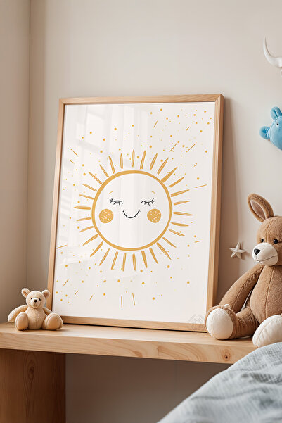 Basquiart Poster cu ramă din lemn pentru camera copiilor, camera bebelușilor,...