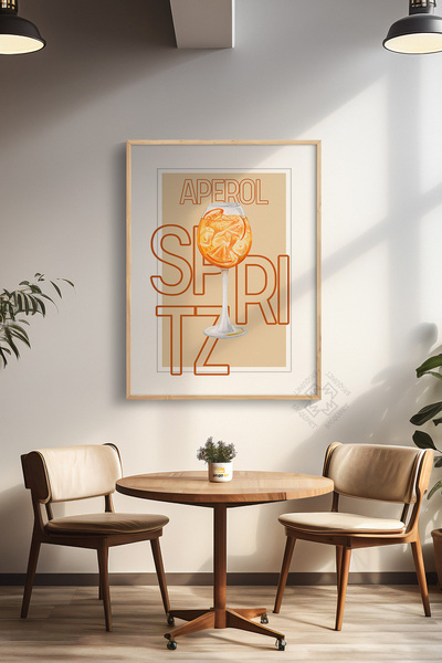 Basquiart Seria Cocktail Poster înrămat în lemn, tablou, cafenea, restaurant,...