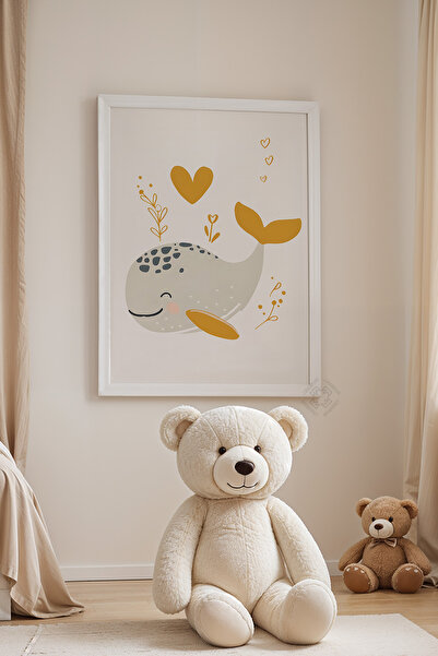 Basquiart Poster cu ramă albă pentru camera copiilor, camera bebelușilor, tab...