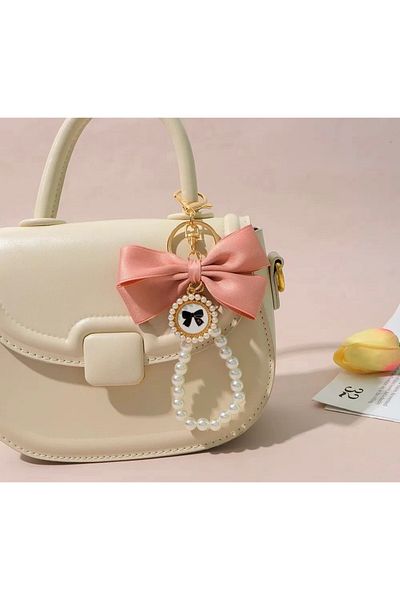Harlofia Jewelry Ribbon Pearl Bag Charm