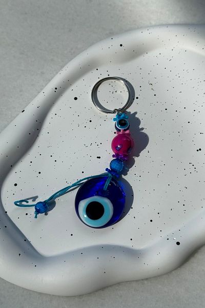 klovi Pink Evil Eye Bead Keychain