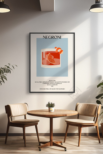 Basquiart Poster cu ramă neagră din seria Cocktail, tablou, cafenea, restaura...