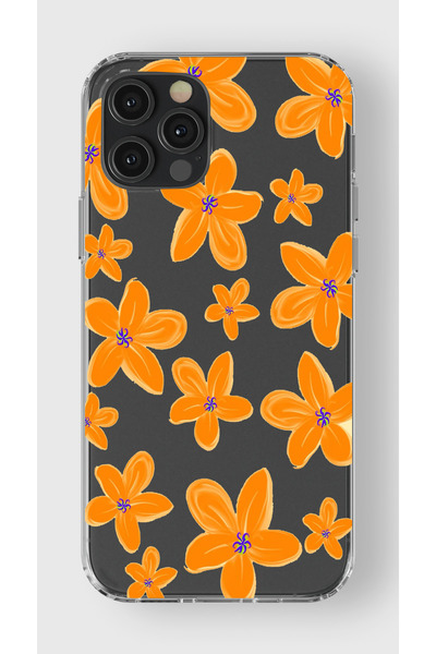 moonset Iphone 12 Pro Max Uyumlu Çiçek Tasarımlı Baskılı Şeffaf Telefon Kılıfı