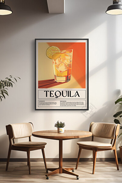 Basquiart Kokteyl Serisi Siyah Çerçeveli Poster, Tablo, Cafe, Restoran, Mutfak Duvar Dekoru No:14