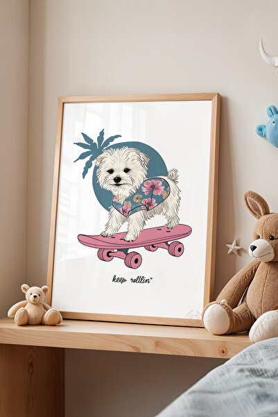 Basquiart Poster cu ramă din lemn pentru camera copiilor, camera bebelușilor,...