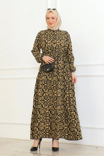 Neva Style Mustard Viscose Tied Dress