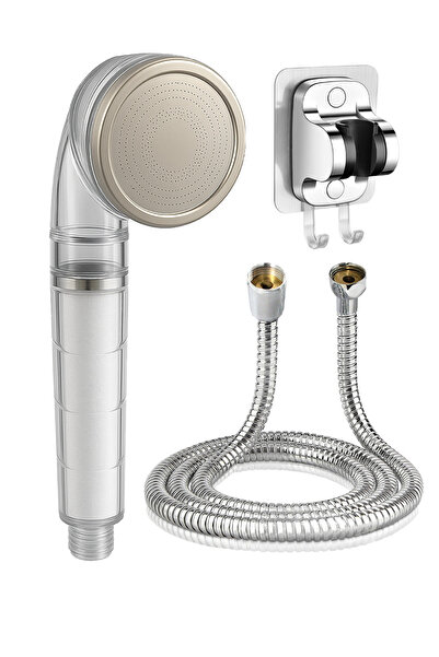 Ahlez Filtreli Taşlı Mineralli Duş Başlığı , Yapışkan Mafsal Ve Duş Hortumu Seti