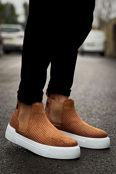 pabucmarketi Elastic Men's Chelsea Boots Brown