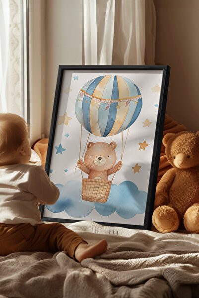 Basquiart Poster cu ramă neagră pentru camera copiilor, camera bebelușilor, t...