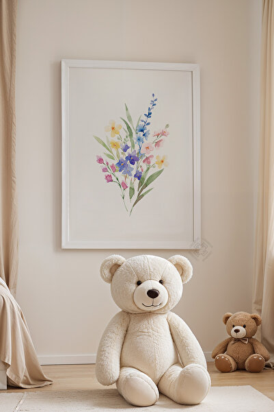 Basquiart Poster cu ramă albă pentru camera copiilor, camera bebelușilor, tab...