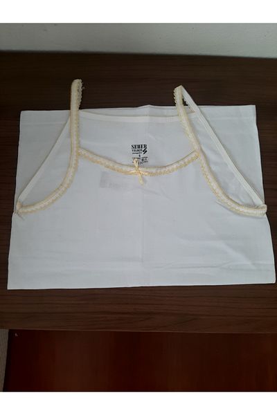Butik قميص داخلي مريح للفتيات مصنوع من القطن بنسبة 100% وياقة بيضاء ومطرزة باللون الأصفر