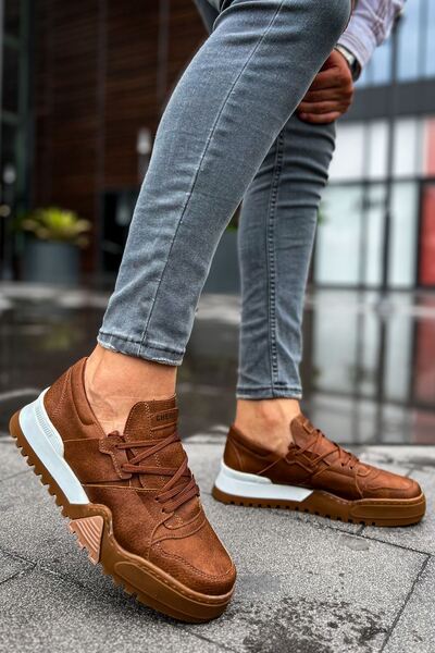 pabucmarketi Lace-Up Men's Sports Shoes Tan
