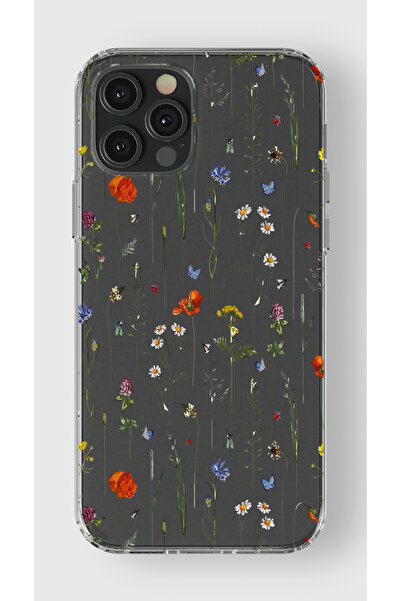 moonset Iphone 12 Pro Max Uyumlu Çiçekler Tasarımlı Baskılı Şeffaf Telefon Kı...