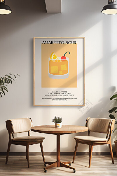 Basquiart Poster cu ramă din lemn din seria Cocktail, tablou, cafenea, restau...