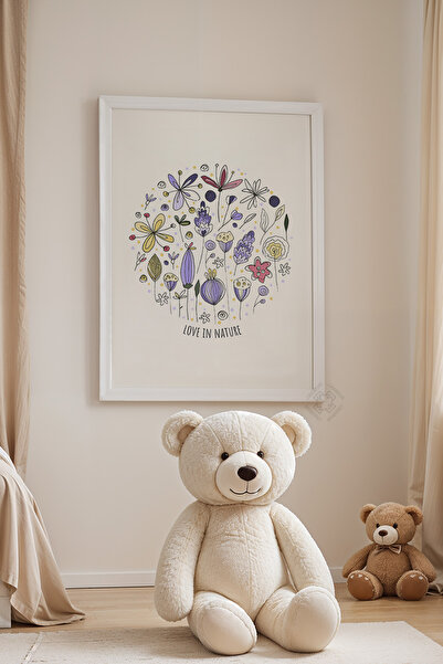 Basquiart Poster cu ramă albă pentru camera copiilor, camera bebelușilor, tab...