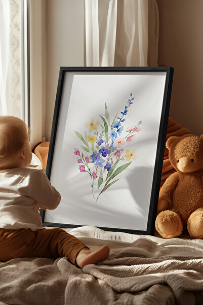 Basquiart Poster cu ramă neagră pentru camera copiilor, camera bebelușilor, t...