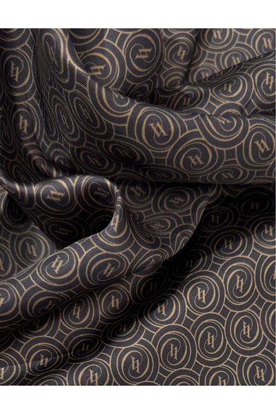 Vakko Μεταξωτό σάλι Tivil Monogram 41407-σκούρο καφέ Camel