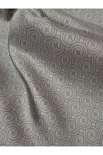 Vakko Tivil Monogram Silk Shawl 41407-ανοιχτό χακί