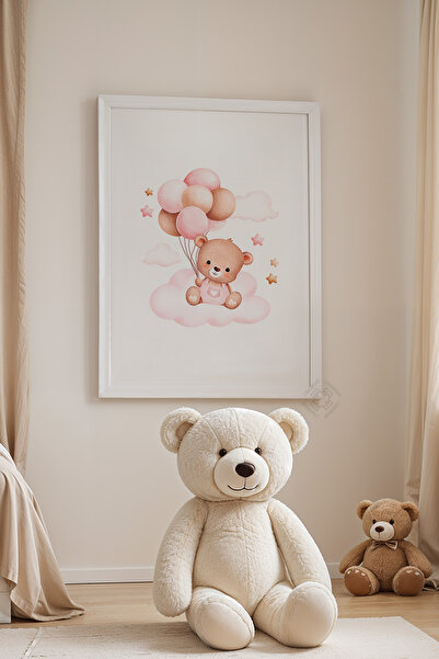 Basquiart Poster cu ramă albă pentru camera copiilor, camera bebelușilor, tab...