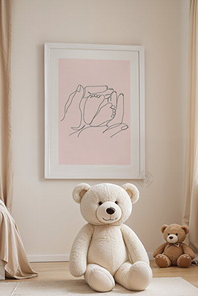 Basquiart Poster cu ramă albă pentru camera copiilor, camera bebelușilor, tab...