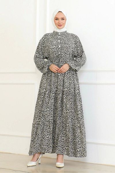 Neva Style Φόρεμα με μοτίβο Daisy Viscose - Γκρι