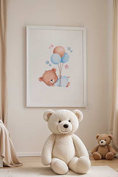 Basquiart Poster cu ramă albă pentru camera copiilor, camera bebelușilor, tab...