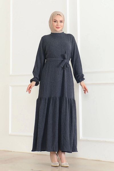 Nevayla Moda Katya Fabric Seasonal Dress / E0120 - Navy Blue
