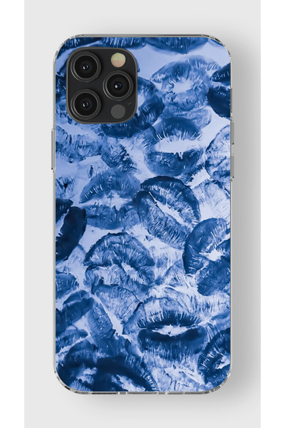 moonset Iphone 12 Pro Max Uyumlu Mavi Dudaklar Tasarımlı Baskılı Şeffaf Telef...