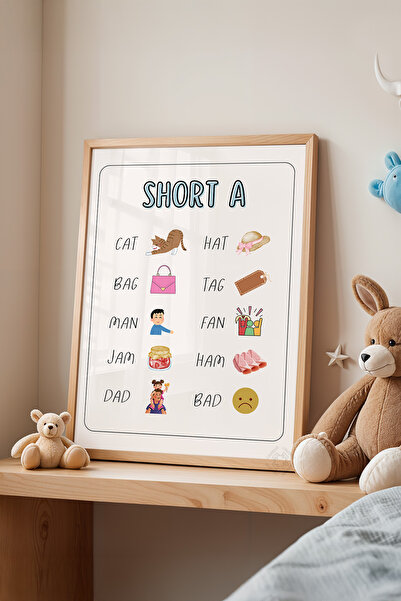 Basquiart Poster cu ramă din lemn pentru camera copiilor, camera bebelușilor,...