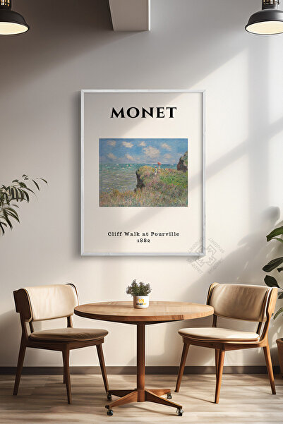 Basquiart Poster înrămat alb din seria Claude Monet, decor de perete pictat N...