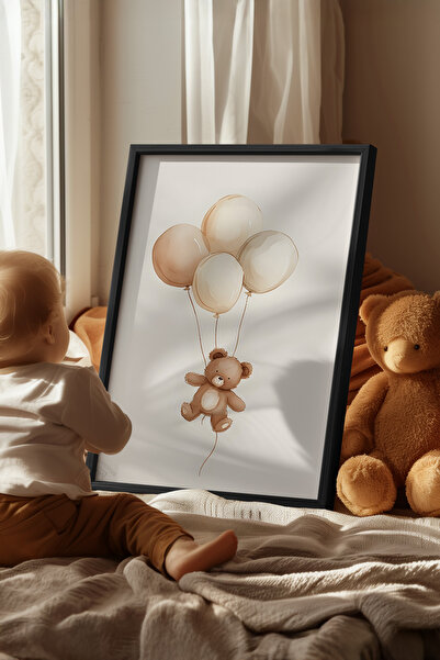 Basquiart Poster cu ramă neagră pentru camera copiilor, camera bebelușilor, t...