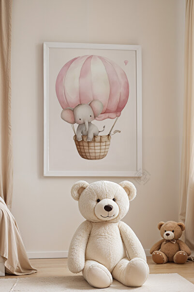 Basquiart Çocuk Odası, Bebek Odası Beyaz Çerçeveli Poster, Tablo No:45