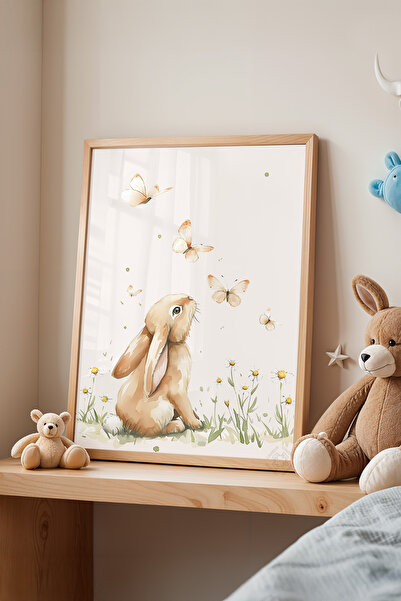 Basquiart Çocuk Odası, Bebek Odası Ahşap Çerçeveli Poster, Tablo No:86