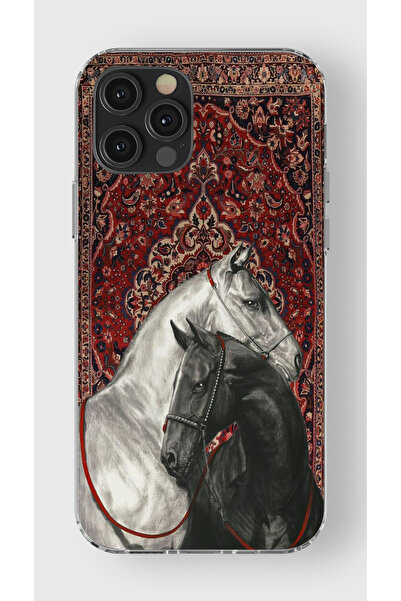 moonset Iphone 12 Pro Max Uyumlu Atlar Tasarımlı Baskılı Şeffaf Telefon Kılıfı