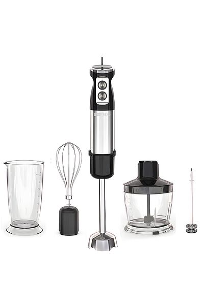 IMA TREND Blender 5 in 1 IMA Trend, 1000W, Mixer Vertical, Lama Otel, Turbo, Accesorii, 12 Viteze, Negru