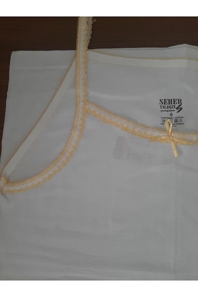 Butik قميص داخلي مريح للفتيات مصنوع من القطن بنسبة 100% وياقة بيضاء ومطرزة باللون الأصفر