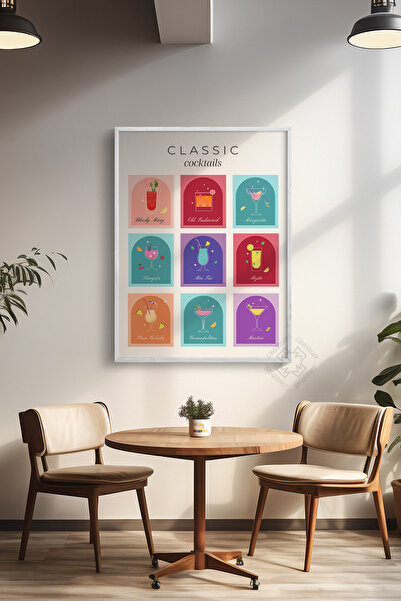 Basquiart Poster cu ramă albă din seria Cocktail, tablou, cafenea, restaurant...