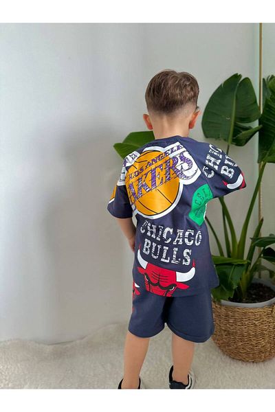 JELİBOOM Organic 100% Cotton Kids Shorts Set Basketball
