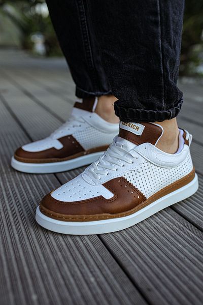 pabucmarketi Lace-Up Men's Sports Shoes Tan White