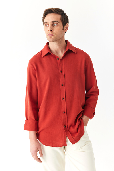 Mudo قميص منسوج بأكمام طويلة