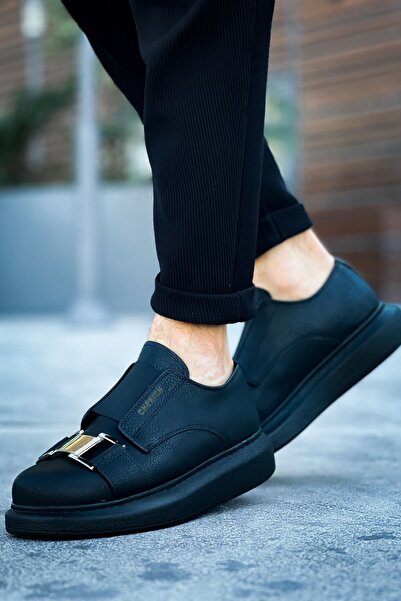 pabucmarketi Elastic Buckle Detailed Men's Sports Shoes Black
