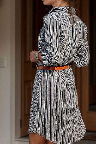 bacc Women's Black Double Pocket Striped Shirt Dress Bcbsk-25700-2916