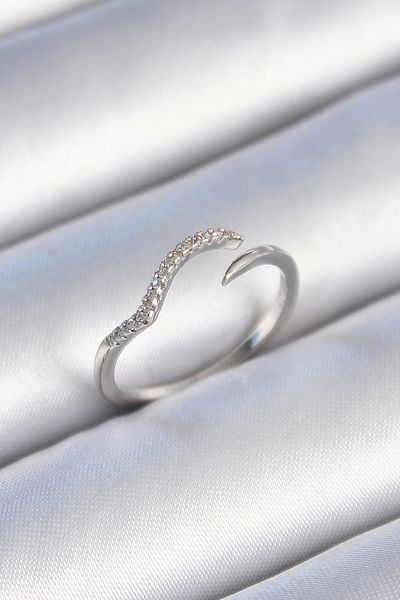 Clariss Brass Silver Color Zircon Stone Women's Ring