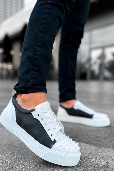 pabucmarketi Lace-Up Men's Casual Shoes Anthracite White