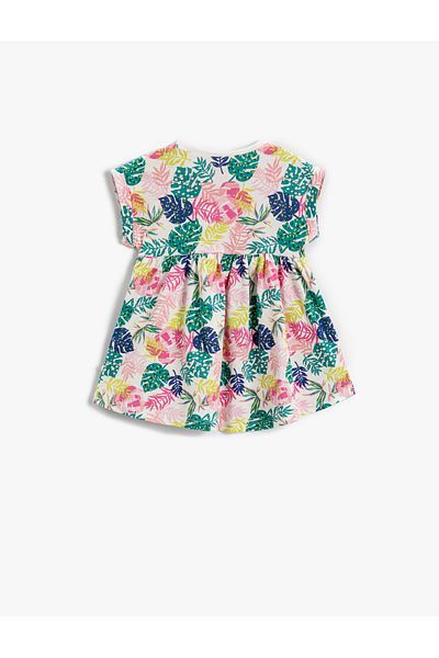 Koton Dress Colorful Leaf Printed Cotton