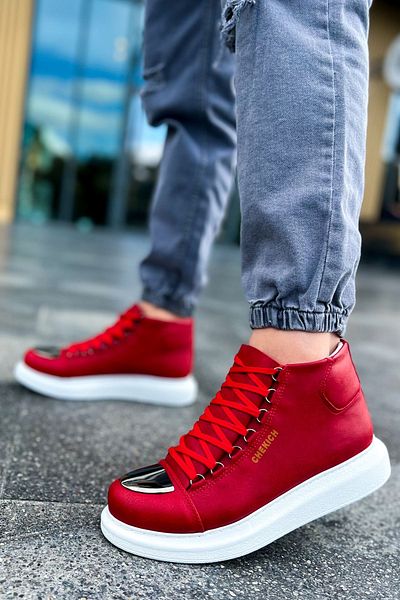 pabucmarketi Lace-Up Men's Sneaker Boots Red