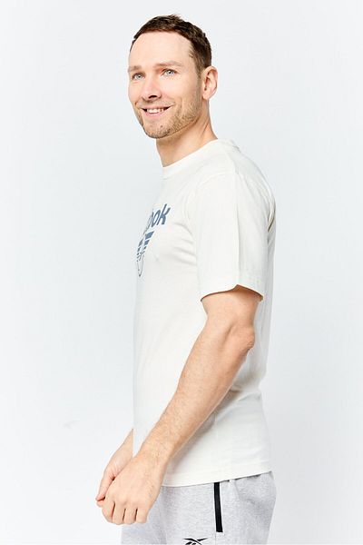 Reebok Men Sportswear Fit Short Sleeve Outdoor T Shirt, Off White