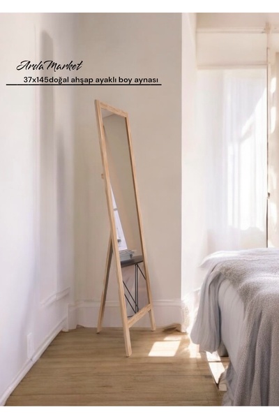 ArdaMarket Ahşap ayaklı 37x145 boy aynası , duvar aynası , influencer aynası