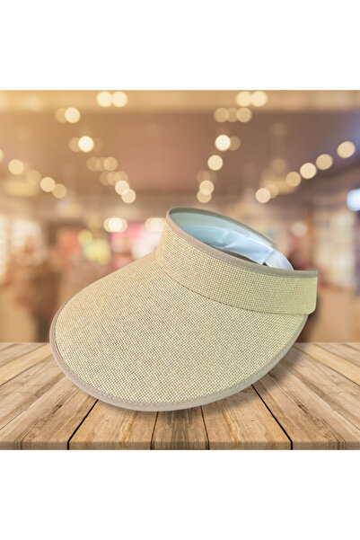 BY SCK Kadın Hasır Şapka Yazlık Plaj Şapka Premium Kalite - Vizör Şapka